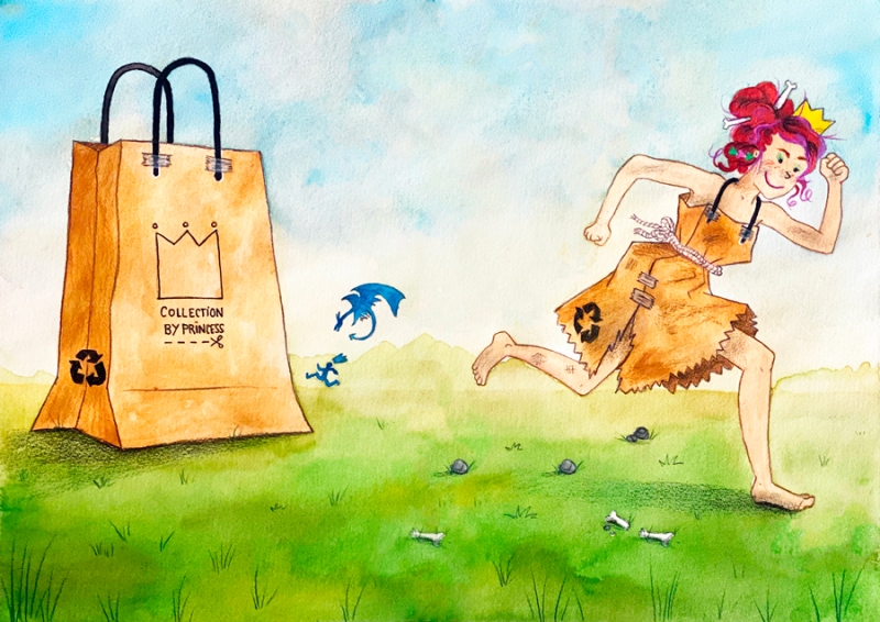 illustration couleurs aquarelle paper bag princess